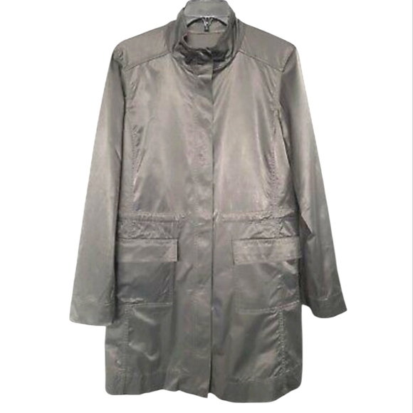 Eileen Fisher Satin Sheen Funnel-Neck Trench Coat - Picture 3 of 14